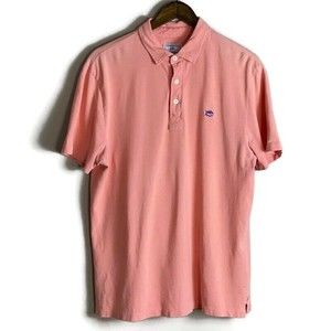 SOUTHERN TIDE Mens Pink Skipjack Beachside Polo Short Sleeve Shirt Size L Trim